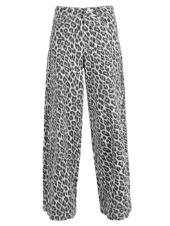 Baseventi Pantaloni donna animalier a gamba larga