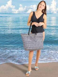 Basile Borsa da mare animalier con manici in corda