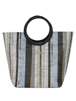 Basile Borsa media da mare in paglia multicolore