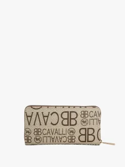 B.Cavalli Portafoglio rettangolare da donna con stampe - taupe