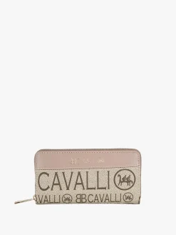 B.Cavalli Portafoglio rettangolare da donna con stampe - taupe