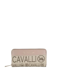 B.Cavalli Portafoglio rettangolare da donna con stampe - taupe