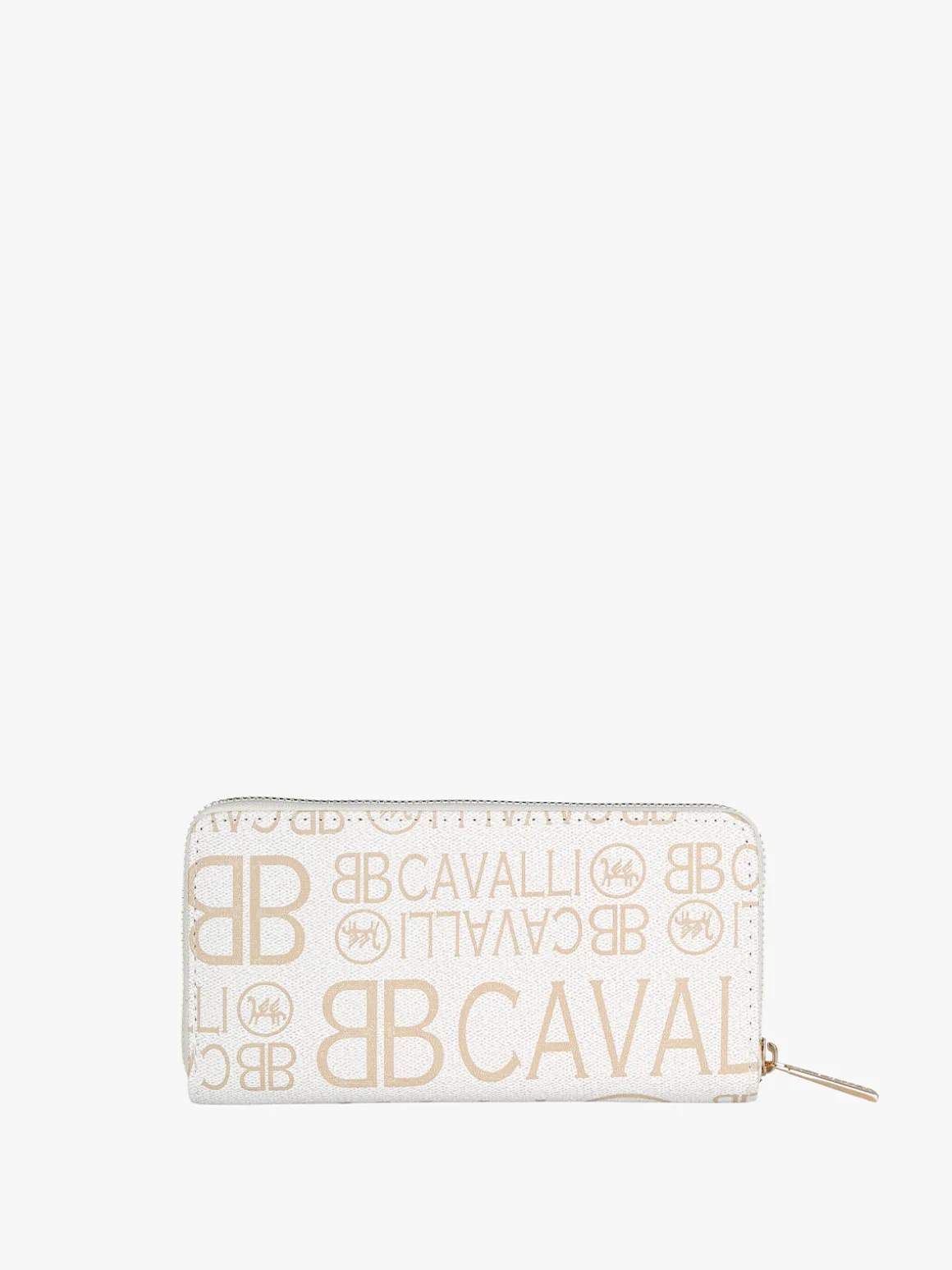 B.Cavalli Portafoglio rettangolare da donna con stampe - panna