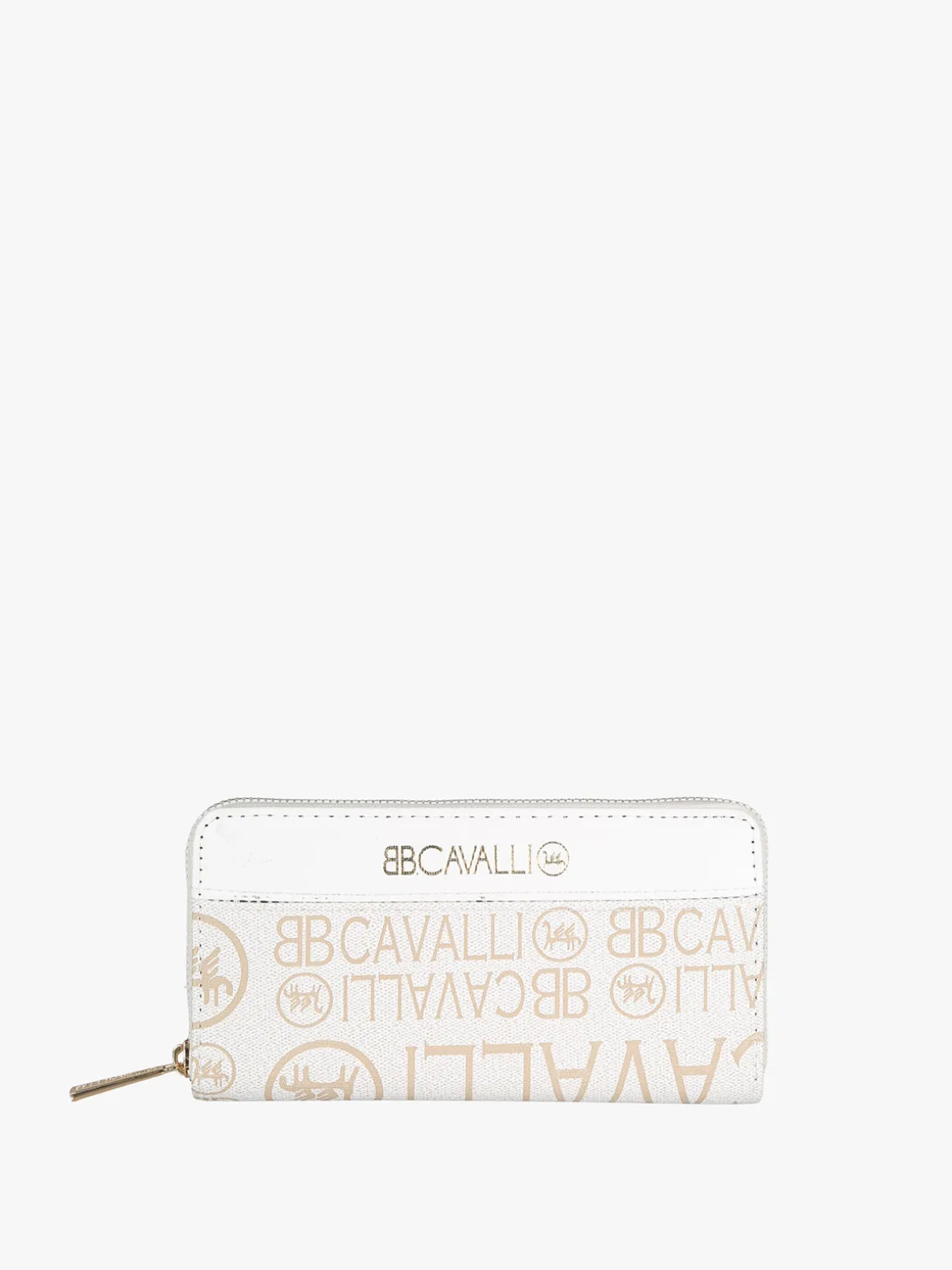B.Cavalli Portafoglio rettangolare da donna con stampe - panna