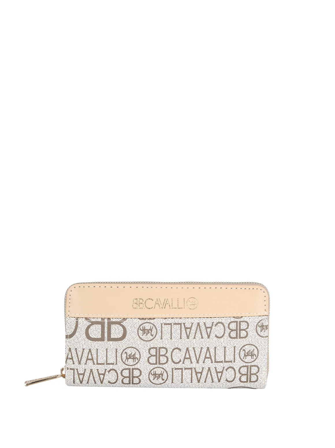 B.Cavalli Portafoglio rettangolare da donna con stampe - beige