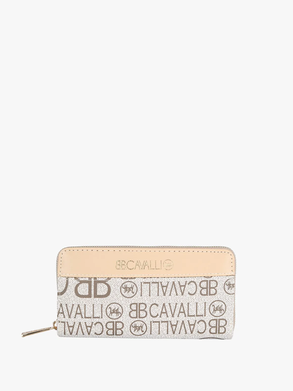 B.Cavalli Portafoglio rettangolare da donna con stampe - beige