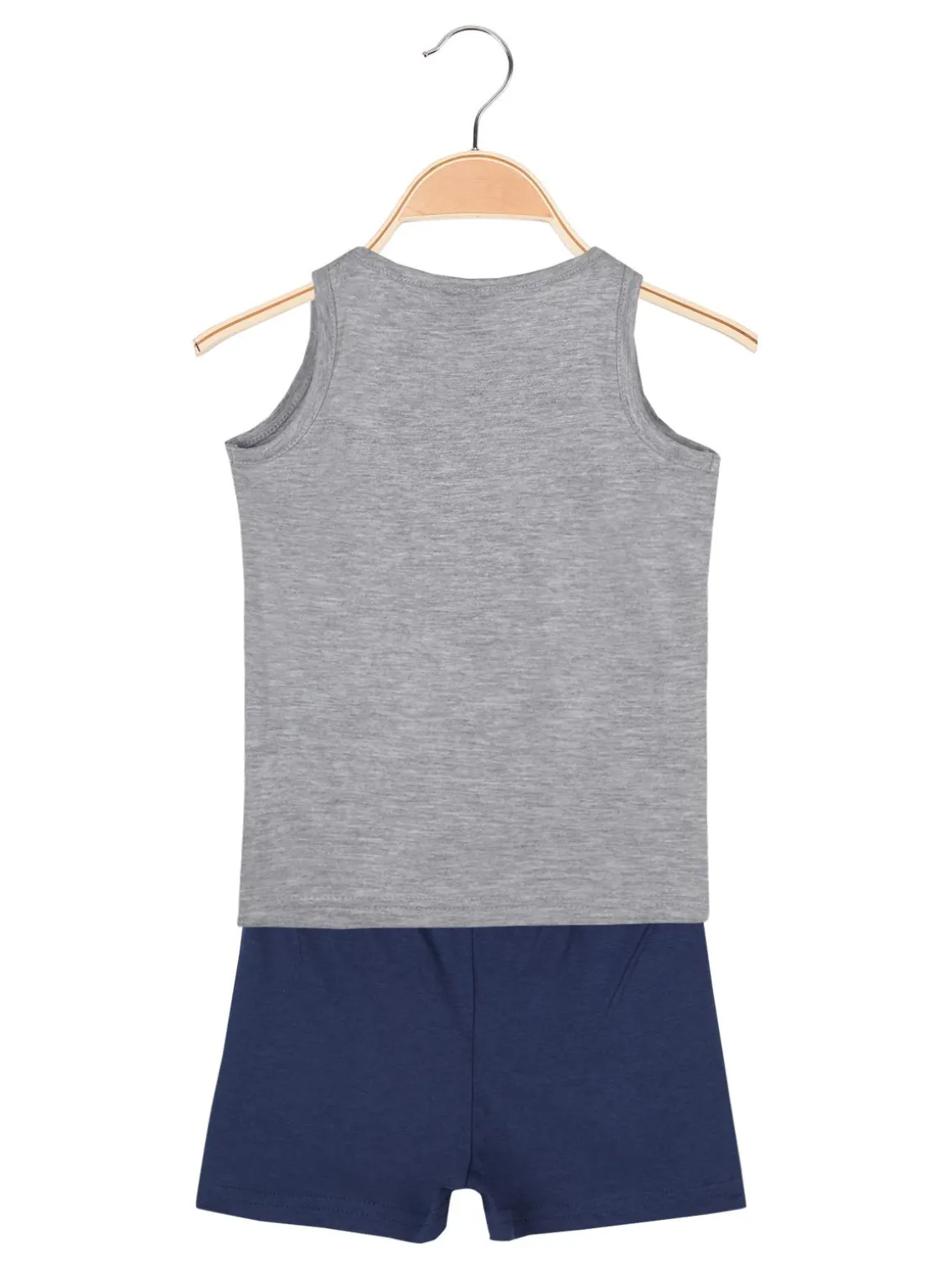 Be Board Canotta girocollo con disegni + shorts blu completo 2 pezzi in cotone