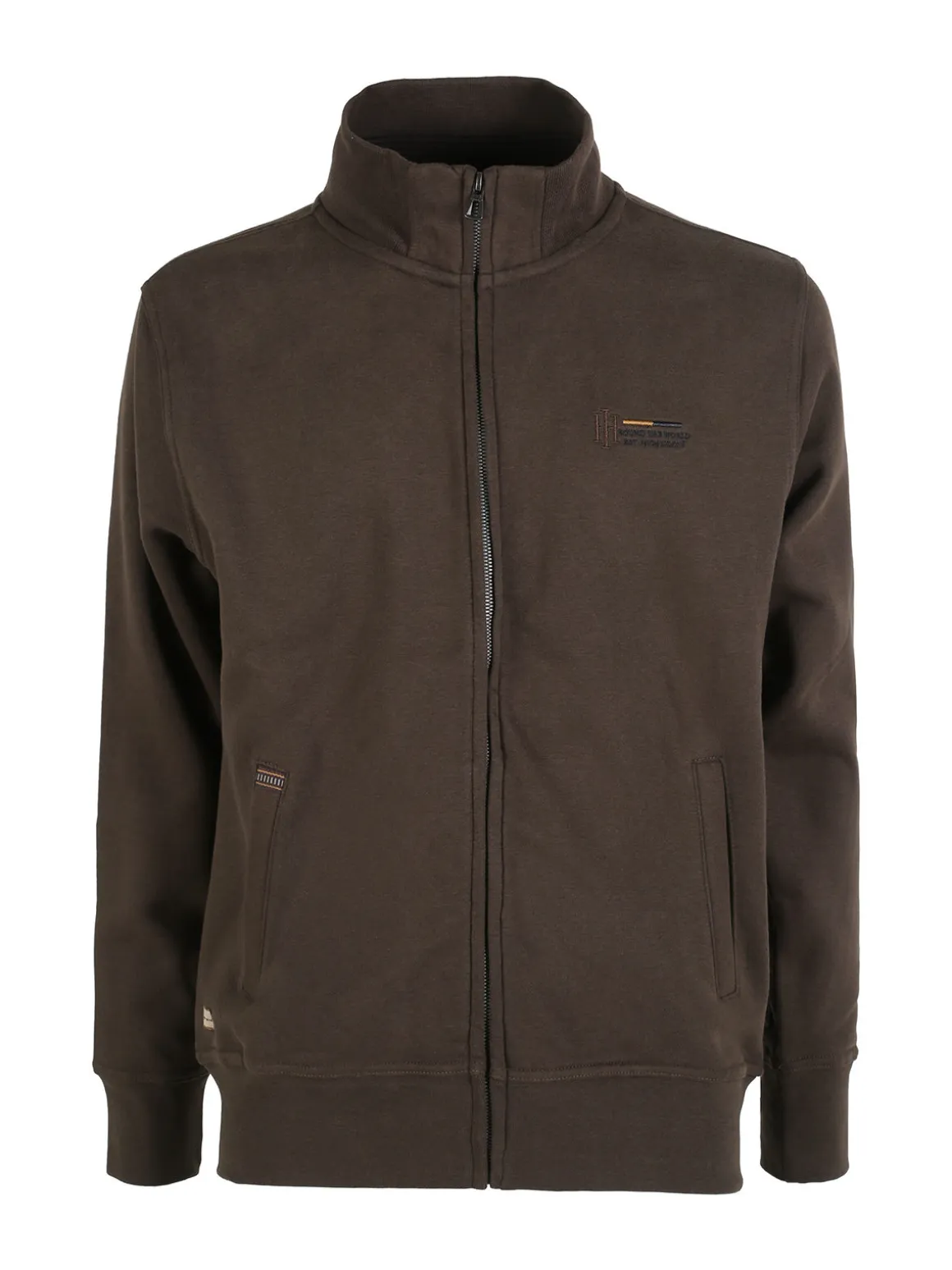 Be Board Felpa da uomo a collo alto con zip in cotone e internno felpato - moro