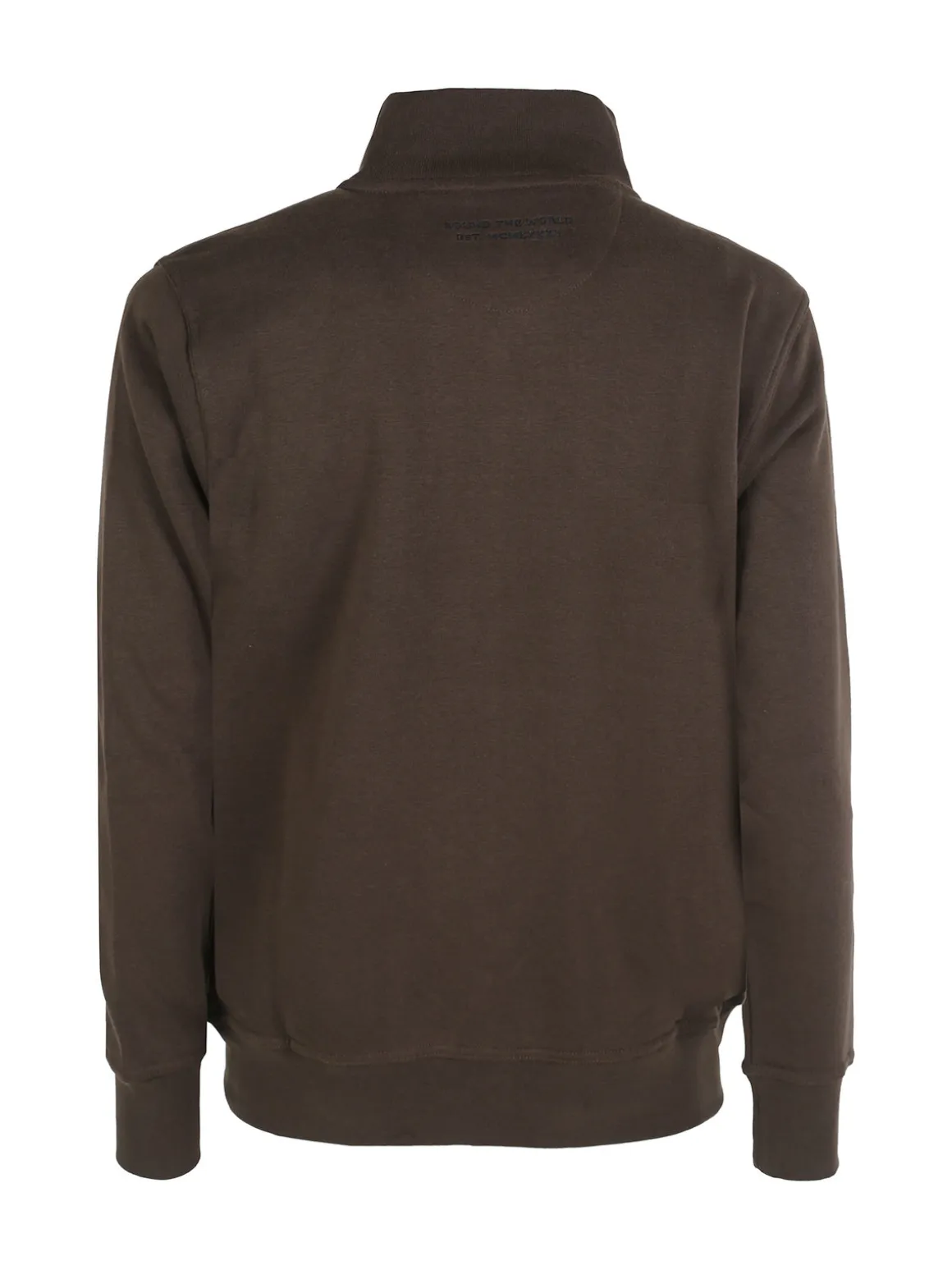 Be Board Felpa da uomo a collo alto con zip in cotone e internno felpato - moro