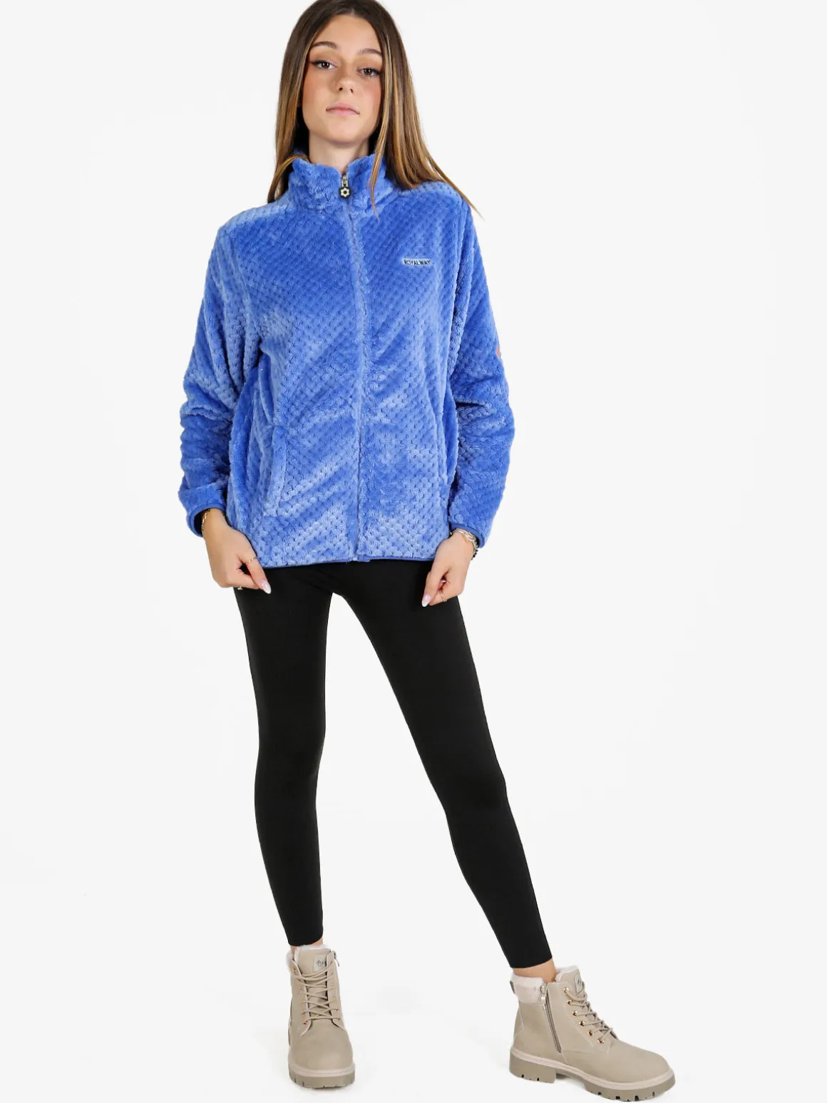 Be Board Felpa donna full zip in pile - azzurro
