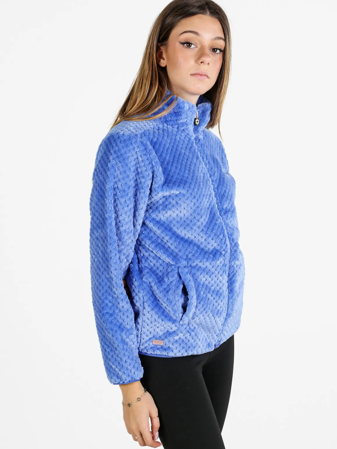 Be Board Felpa donna full zip in pile - azzurro