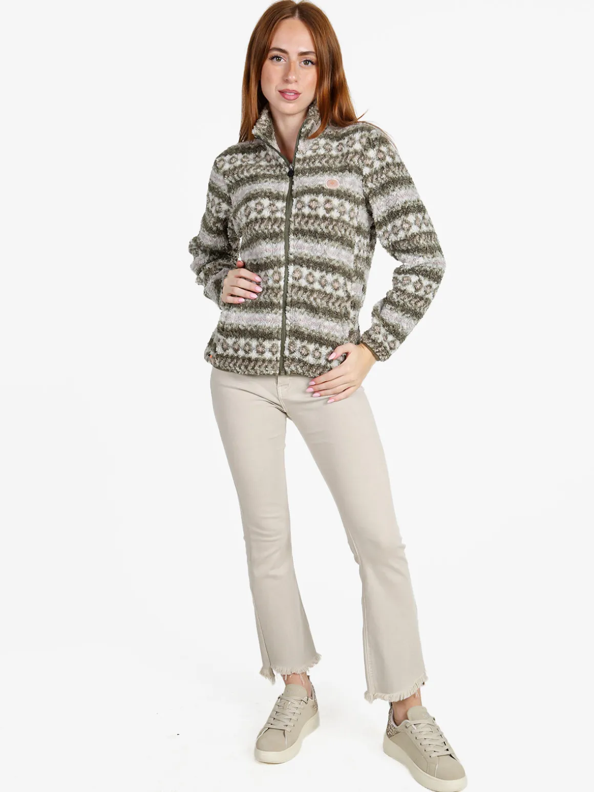 Be Board Felpa donna invernale teddy con zip - verde