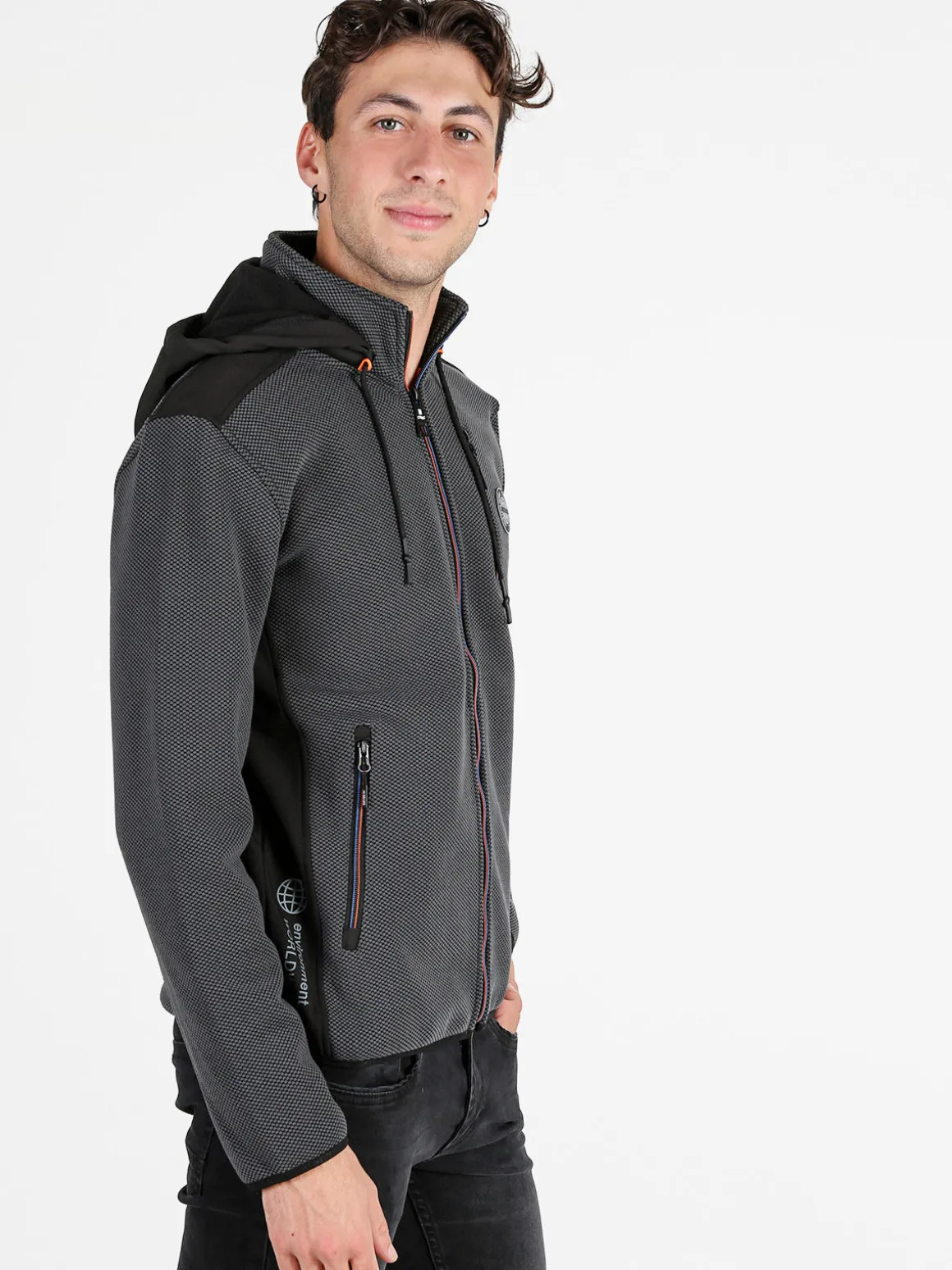 Be Board Felpa invernale da uomo con cappuccio e zip - grigio scuro