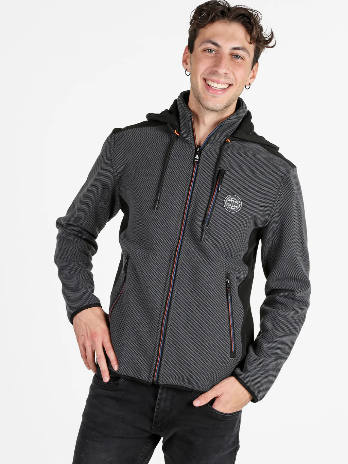 Be Board Felpa invernale da uomo con cappuccio e zip - grigio scuro