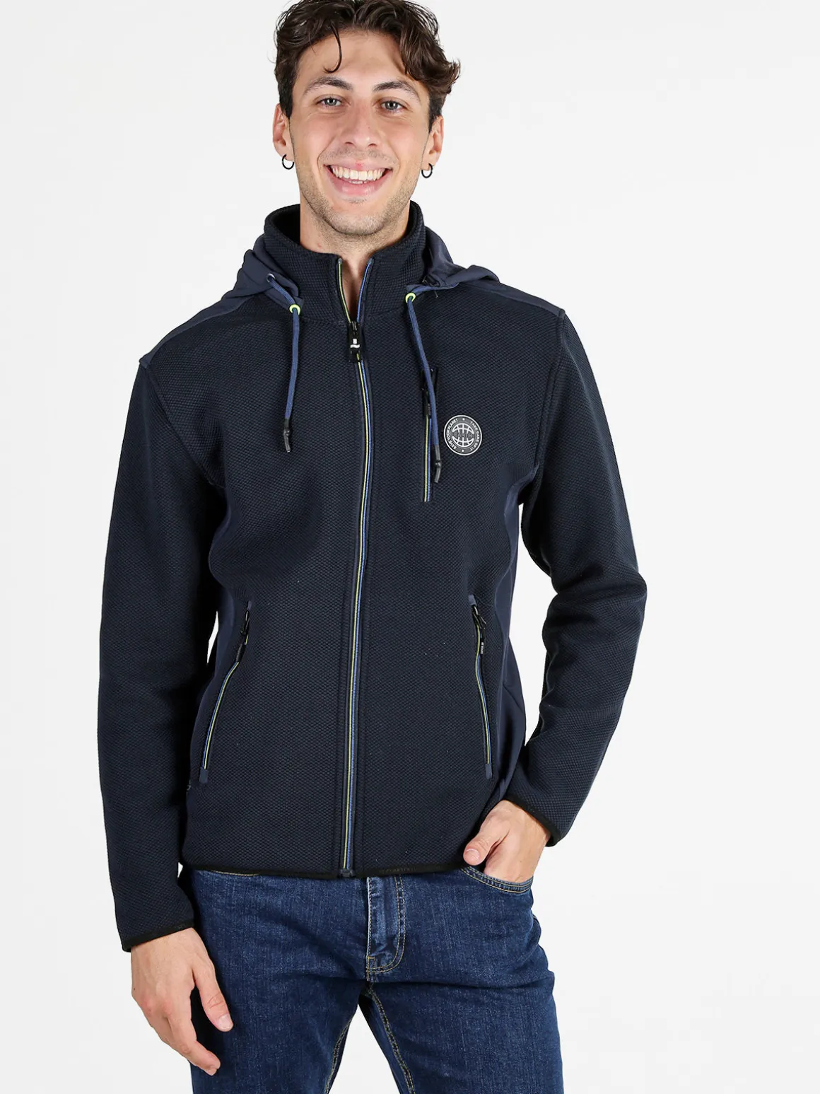 Be Board Felpa invernale da uomo con cappuccio e zip - blu scuro
