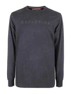 Be Board Maglia girocollo da uomo in cotone - blu scuro