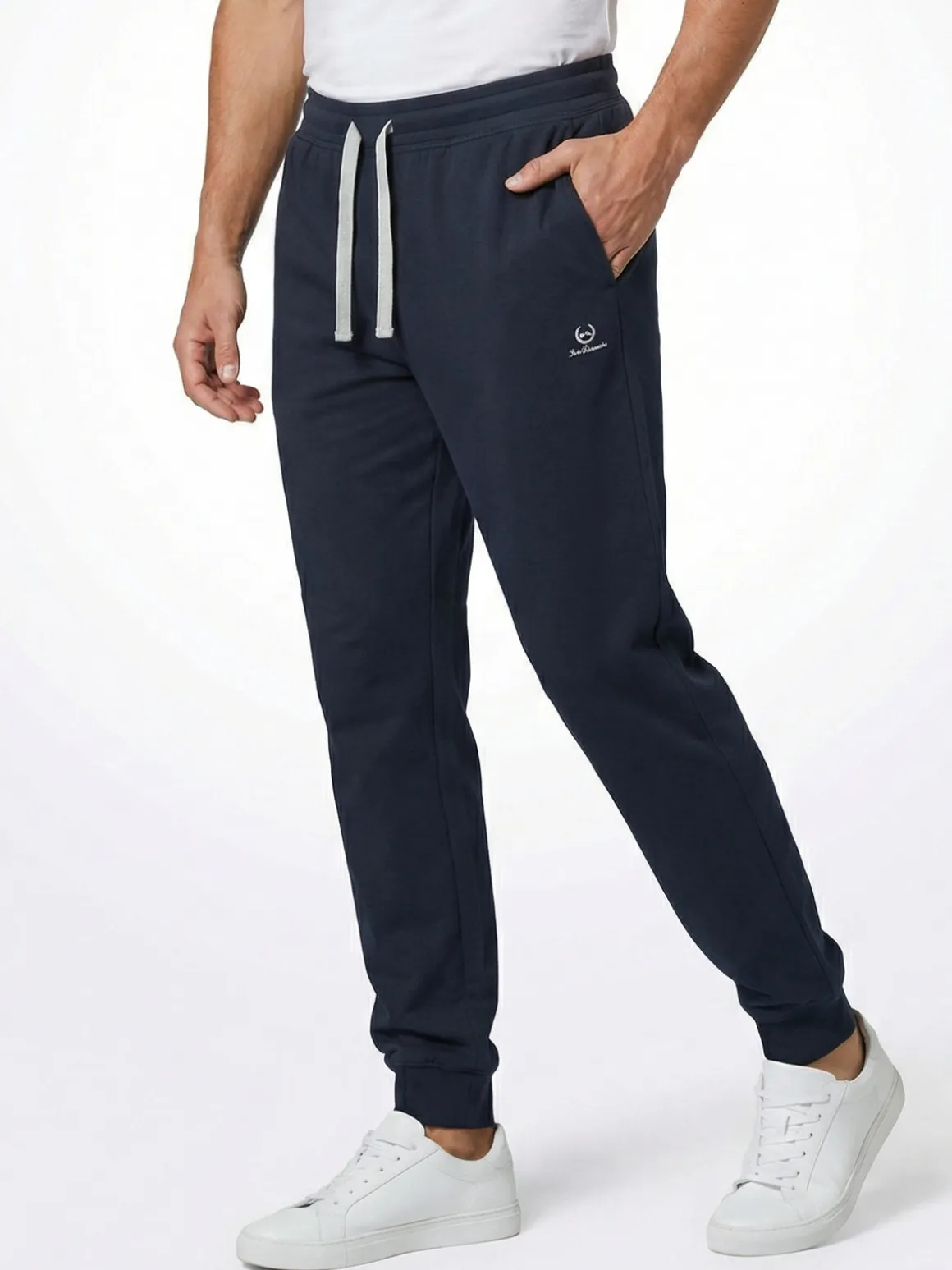 Be Board Pantaloni sportivi da uomo con coulisse e polsini - blu scuro