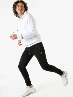 Be Board Pantaloni sportivi da uomo in cotone con coulisse e polsini - nero
