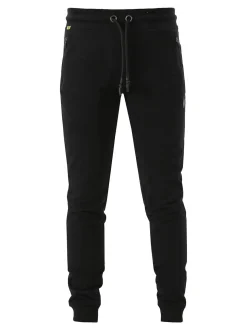 Be Board Pantaloni sportivi da uomo in cotone con coulisse e polsini - nero
