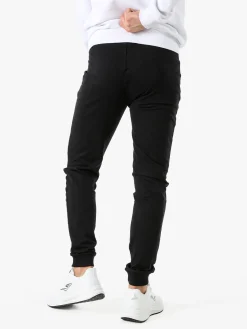 Be Board Pantaloni sportivi da uomo in cotone con coulisse e polsini - nero