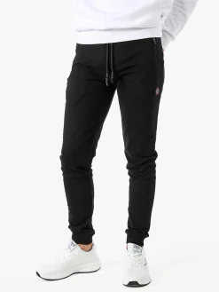 Be Board Pantaloni sportivi da uomo in cotone con coulisse e polsini - nero