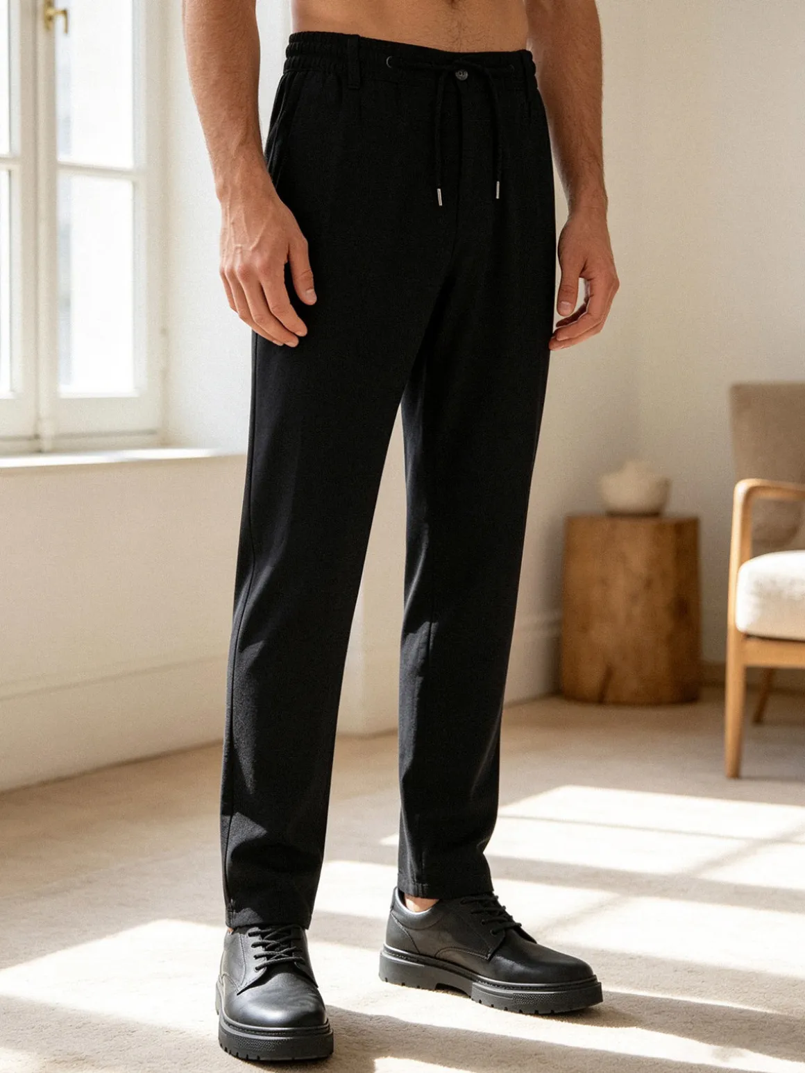 Be Board Pantaloni uomo in misto lino con coulisse