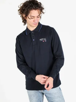 Be Board Polo da uomo a maniche lunghe in cotone
