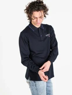 Be Board Polo da uomo a maniche lunghe in cotone
