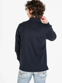 Be Board Polo da uomo a maniche lunghe in cotone