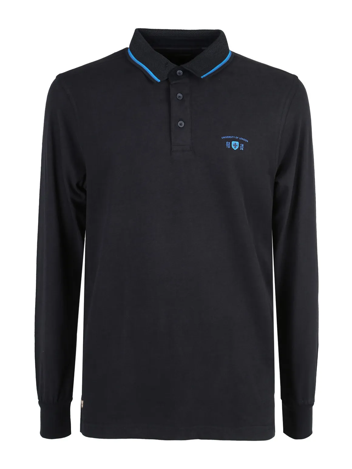 Be Board Polo da uomo a maniche lunghe in cotone - blu scuro