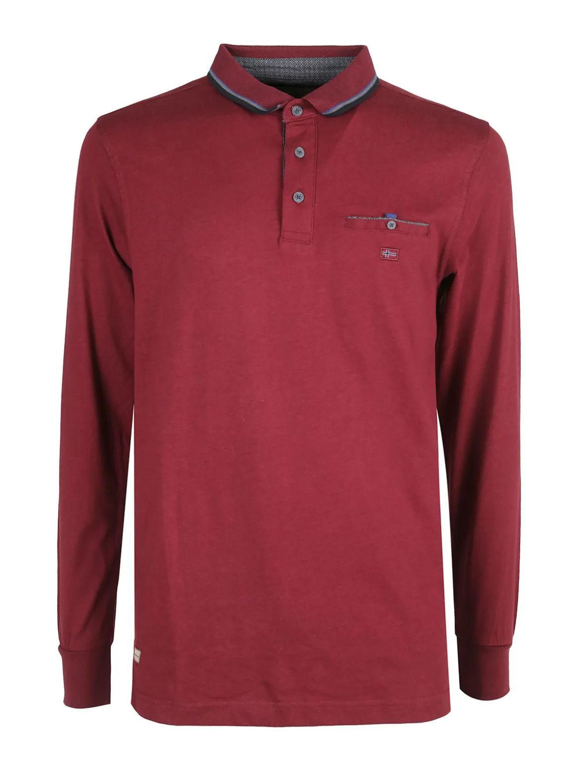 Be Board Polo da uomo a maniche lunghe con taschino - bordeaux