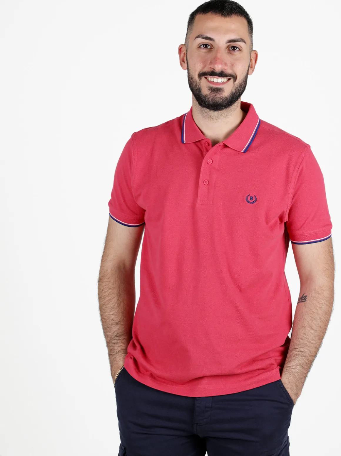 Be Board Polo da uomo in cotone a maniche corte