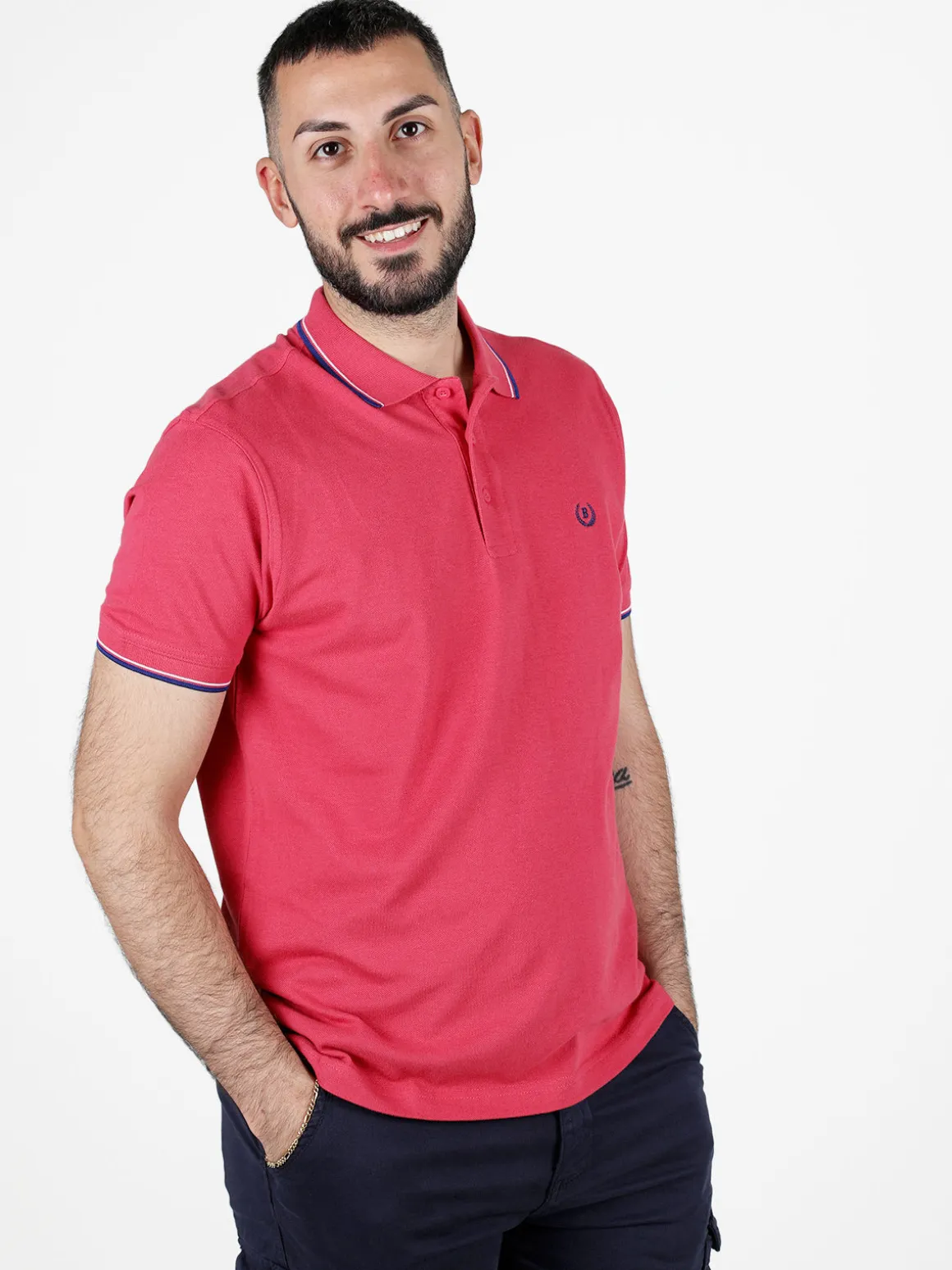 Be Board Polo da uomo in cotone a maniche corte