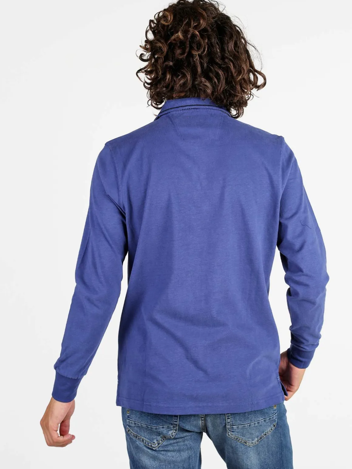 Be Board Polo uomo a maniche lunghe in cotone - blu
