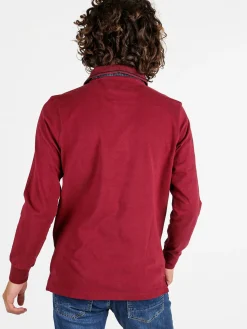 Be Board Polo uomo a maniche lunghe in cotone - bordeaux
