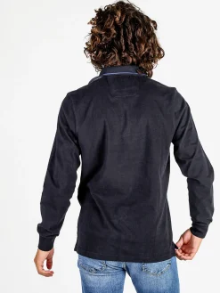 Be Board Polo uomo a maniche lunghe in cotone - blu scuro