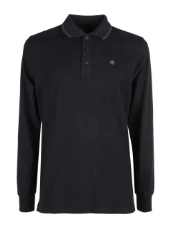 Be Board Polo uomo a maniche lunghe in cotone - blu scuro