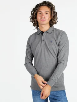 Be Board Polo uomo a maniche lunghe in cotone - grigio scuro