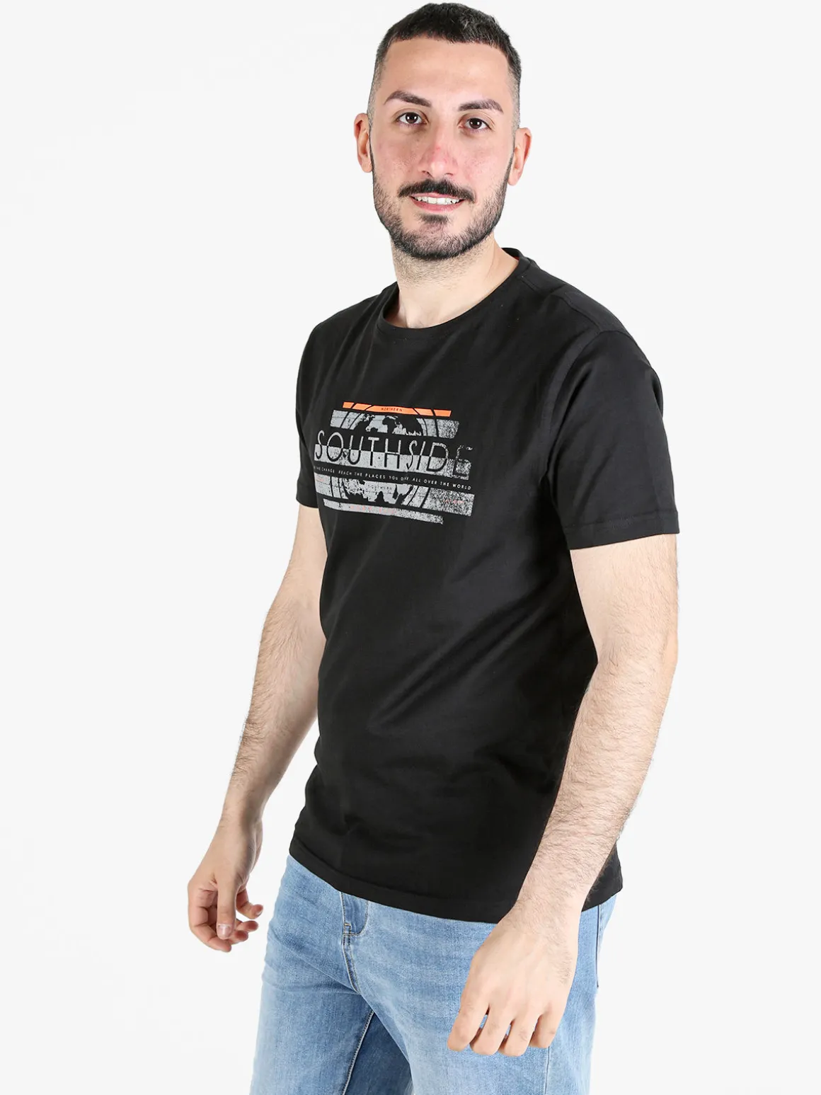 Be Board T-shirt girocollo da uomo in cotone con stampa