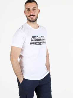 Be Board T-shirt girocollo da uomo in cotone con stampa