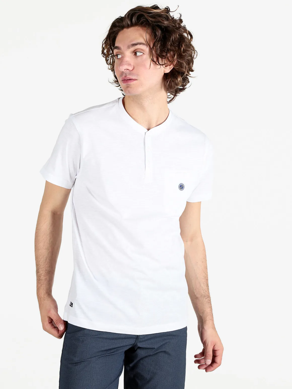 Be Board T-shirt uomo con taschino sul petto e bottoncini sullo scollo
