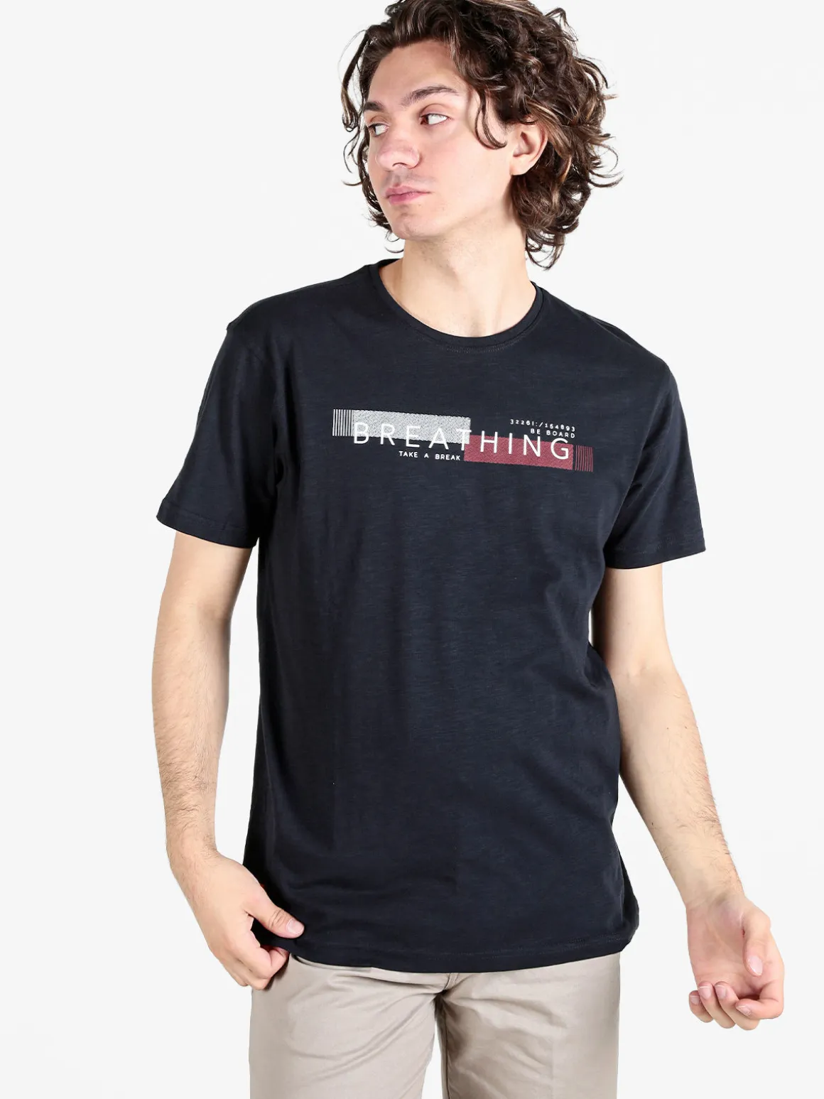 Be Board T-shirt uomo in cotone con stampa scrtita