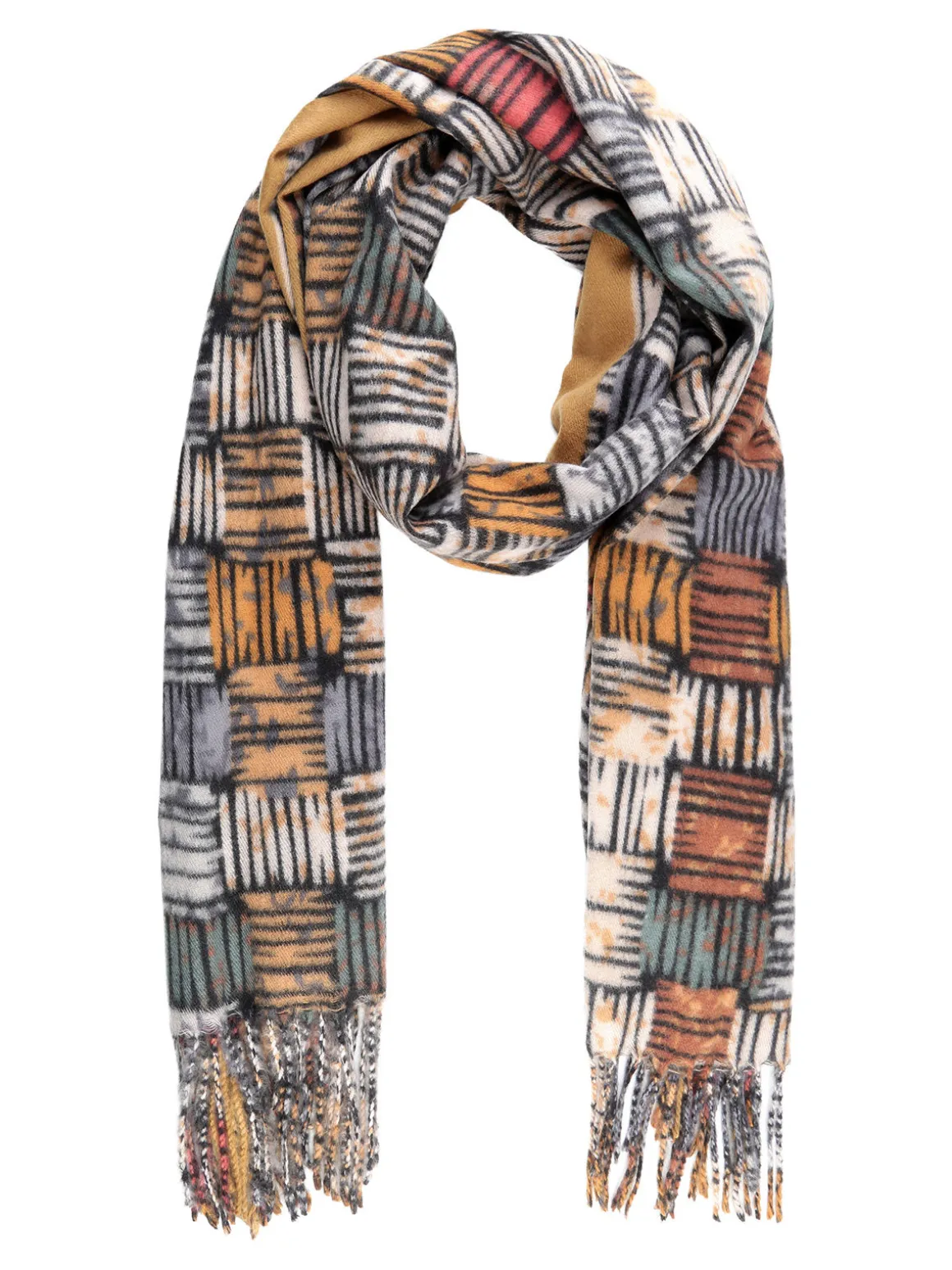 Bella & Accessori Sciarpa da donna con stampa colorata e frange