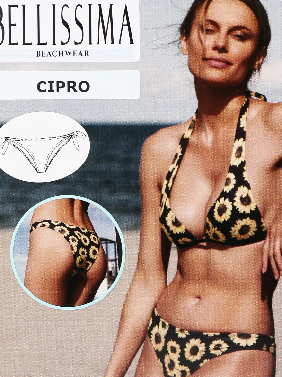 Bellissima Costume bikini donna con girasoli a triangolo