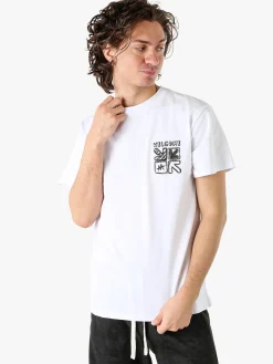 Belman T-shirt da uomo in cotone con stampa dietro - bianco