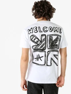 Belman T-shirt da uomo in cotone con stampa dietro - bianco