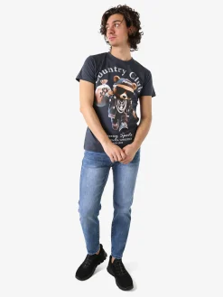 Belman T-shirt da uomo in cotone con stampa orsacchiotto - grigio scuro
