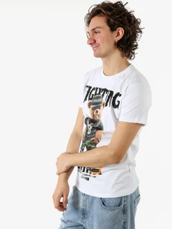 Belman T-shirt da uomo in cotone con stampa orsacchiotto - bianco