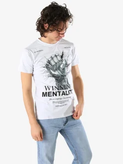Belman T-shirt da uomo in cotone con stampa - bianco