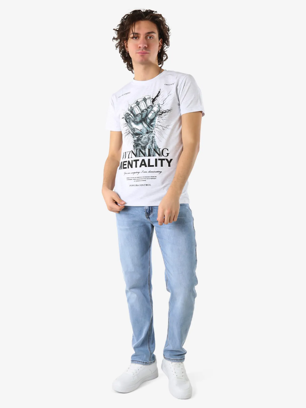 Belman T-shirt da uomo in cotone con stampa - grigio chiaro